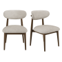 Set of 2 Walnut and Beige Upholstered Curved Dining Chairs with Open Back - Kori image 1