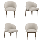 Set of 4 Walnut and Beige Upholstered Curved Dining Chairs with Exposed Back - Kori image 1