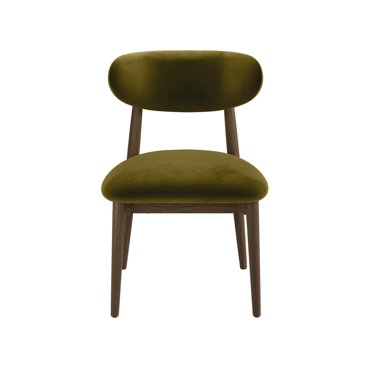 Walnut and Olive Green Upholstered Curved Dining Chair with Open Back - Kori image 1