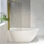 Freestanding Shower Bath Single Ended Left Hand Corner with Brass Bath Screen 1650 x 740mm - Lisbon image 1