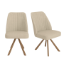 Set of 2 Beige Upholstered Swivel Dining Chairs with Walnut Effect Legs - Logan image 1