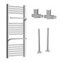 Chrome Towel Radiator 1000 x 500mm with Pipe Kit and Straight Valves – Nazco image 1