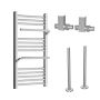 Chrome Towel Radiator 800 x 500mm with Pipe Kit and Straight Valves – Nazco image 1