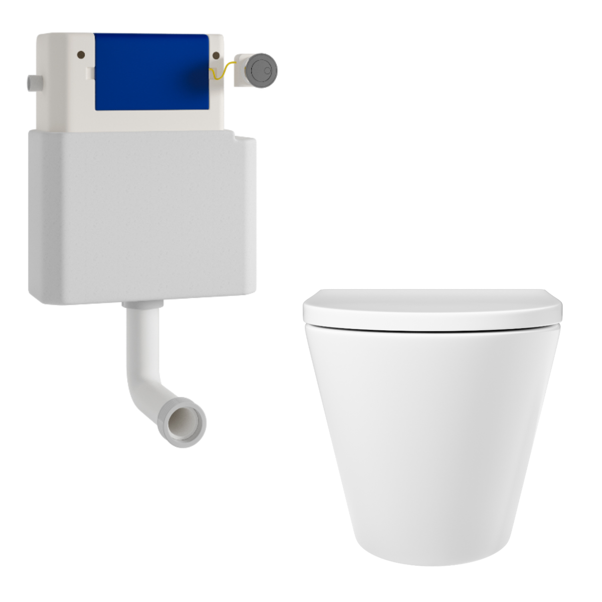 Newport Back to Wall Rimless Toilet with Soft Close Seat & Concealed Cistern With Chrome Push Button image 1