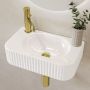ONLY OPENED - White Rectangular Fluted Wall Hung Basin 410mm - Oregon