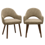 ALMOST PERFECT - Set of 2 Beige Faux Leather Dining Chairs with Walnut Legs - Colbie
