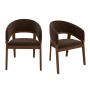 Set of 2 Walnut & Brown Velvet Curved Dining Chairs - Owen image 1