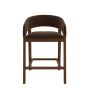 Set of 2 Walnut & Chocolate Brown Velvet Curved Kitchen Stools with Back - Owen image 1