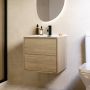 500mm Oak Wood Effect Wall Hung Vanity Unit with Basin - Palma image 1