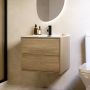 600mm Oak Wood Effect Wall Hung Vanity Unit with Basin - Palma image 1