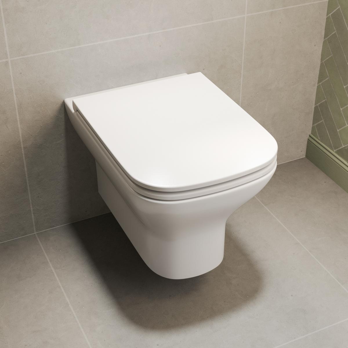 GRADE A1 - Wall Hung Rimless Toilet with Soft Close Seat - Palma