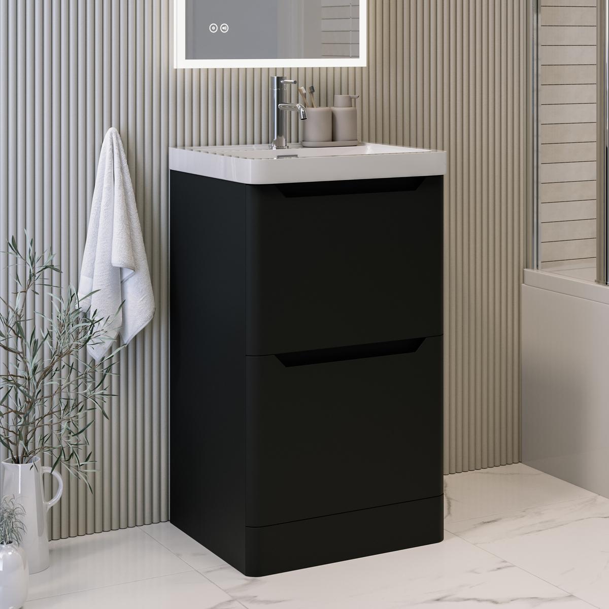500mm Black Freestanding Vanity Unit with Basin - Pendle image 1