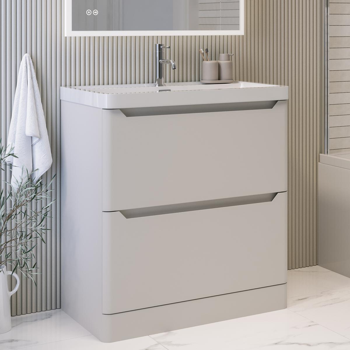 800mm Beige Freestanding Vanity Unit with Basin - Pendle image 1