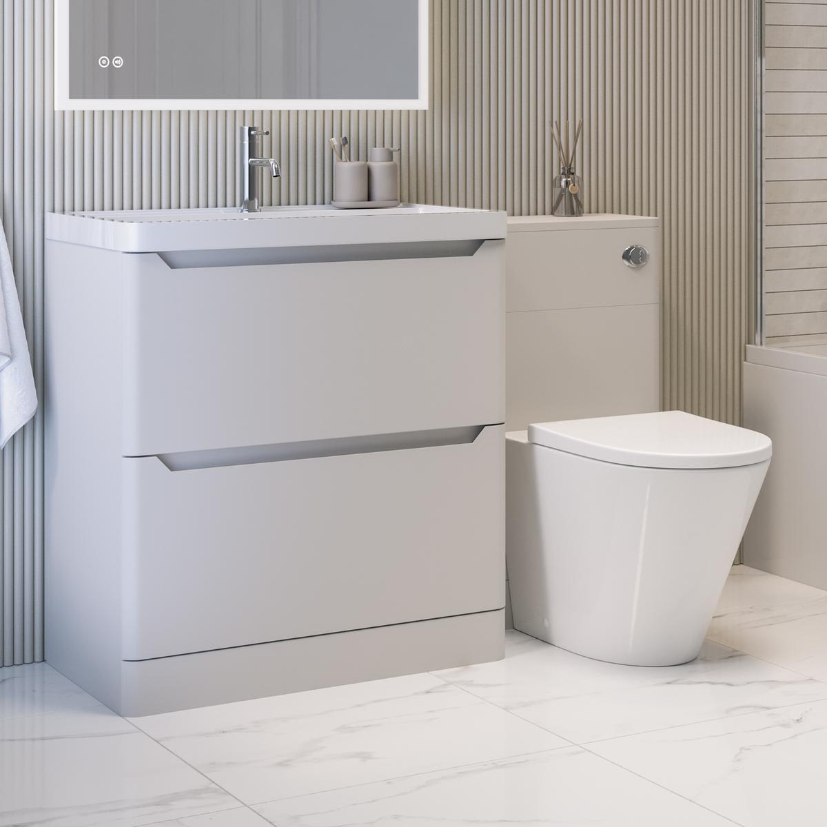 1300mm Beige Toilet and Sink Unit with Round Toilet - Pendle image 1