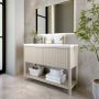 1200mm Beige Fluted Freestanding Double Vanity Unit with Basin - Perla image 1