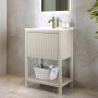 600mm Beige Fluted Freestanding Vanity Unit with Basin - Perla image 1