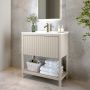 800mm Beige Fluted Freestanding Vanity Unit with Basin - Perla image 1