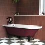 Burgundy Freestanding Single Ended Bath with Black Feet 1670 x 740mm - Park Royal image 1