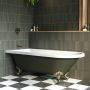 Dark Green Freestanding Single Ended Bath with Brass Feet 1670 x 740mm - Park Royal image 1