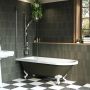 Dark Green Freestanding Single Ended Shower Bath with Chrome Screen & White Feet 1670 x 740mm - Park Royal image 1