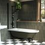 Dark Green Freestanding Single Ended Shower Bath with Black Screen & Feet 1670 x 740mm - Park Royal image 1