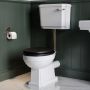 Close Coupled Traditional Low Level Short Projection Toilet with Black Wooden Soft Close Seat & Brass Fittings - Park Royal image 1