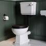 Close Coupled Traditional Low Level Short Projection Toilet with Black Wooden Soft Close Seat & Black Fittings - Park Royal image 1