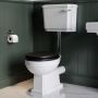 Close Coupled Traditional Low Level Short Projection Toilet with Black Wooden Soft Close Seat & Chrome Fittings - Park Royal image 1