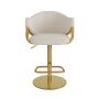 Beige Upholstered Adjustable Swivel Bar Stool with Gold Base - Ronnie image 1