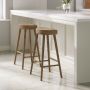 Set of 2 Solid Weathered Oak Kitchen Counter Stools - 70cm - Rayne image 2