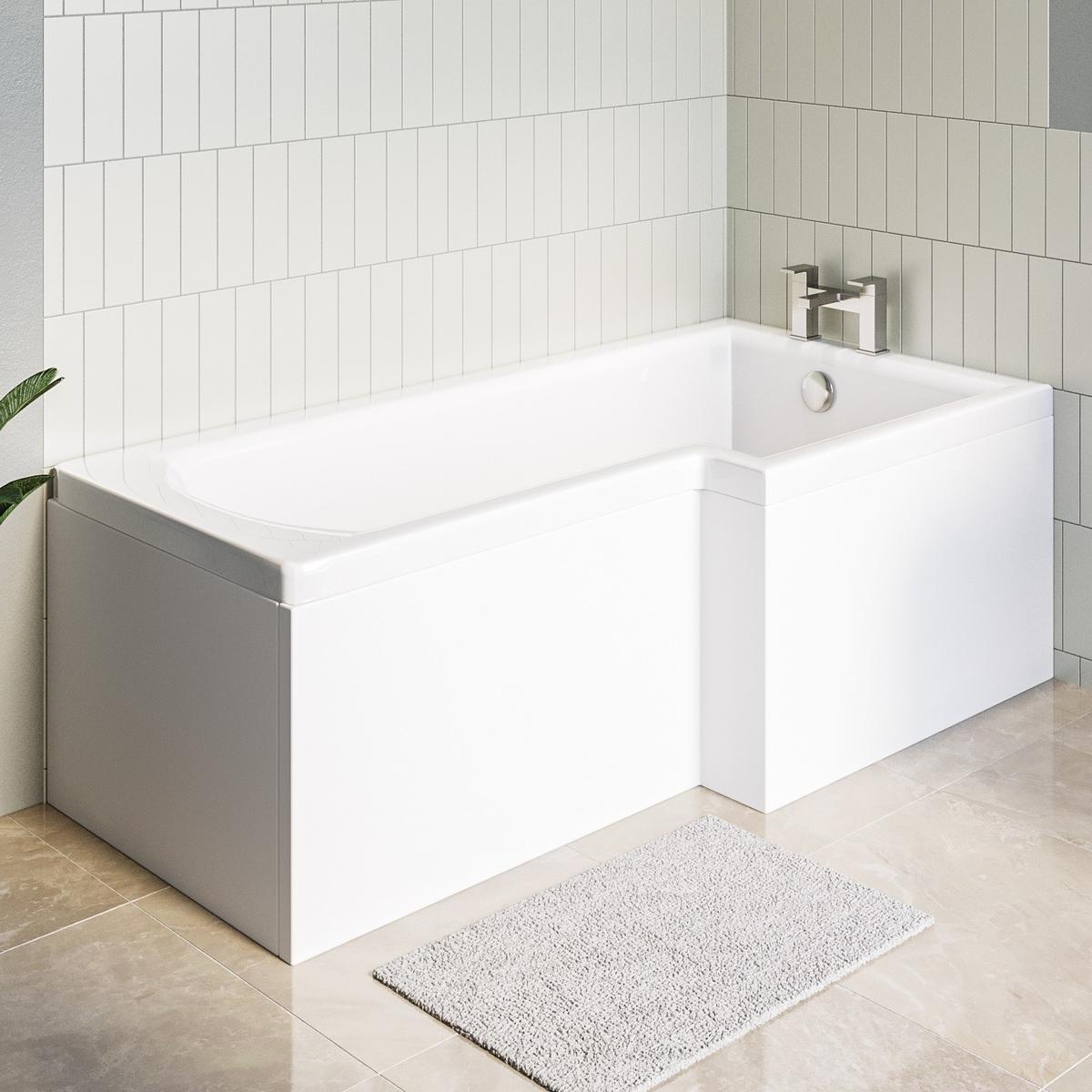GRADE A1 - Lomax Right Hand L Shape Shower Bath - 1500 x 850mm