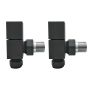 ALMOST PERFECT - Anthracite Square Angled Radiator Valves - For Pipework Which Comes From The Wall