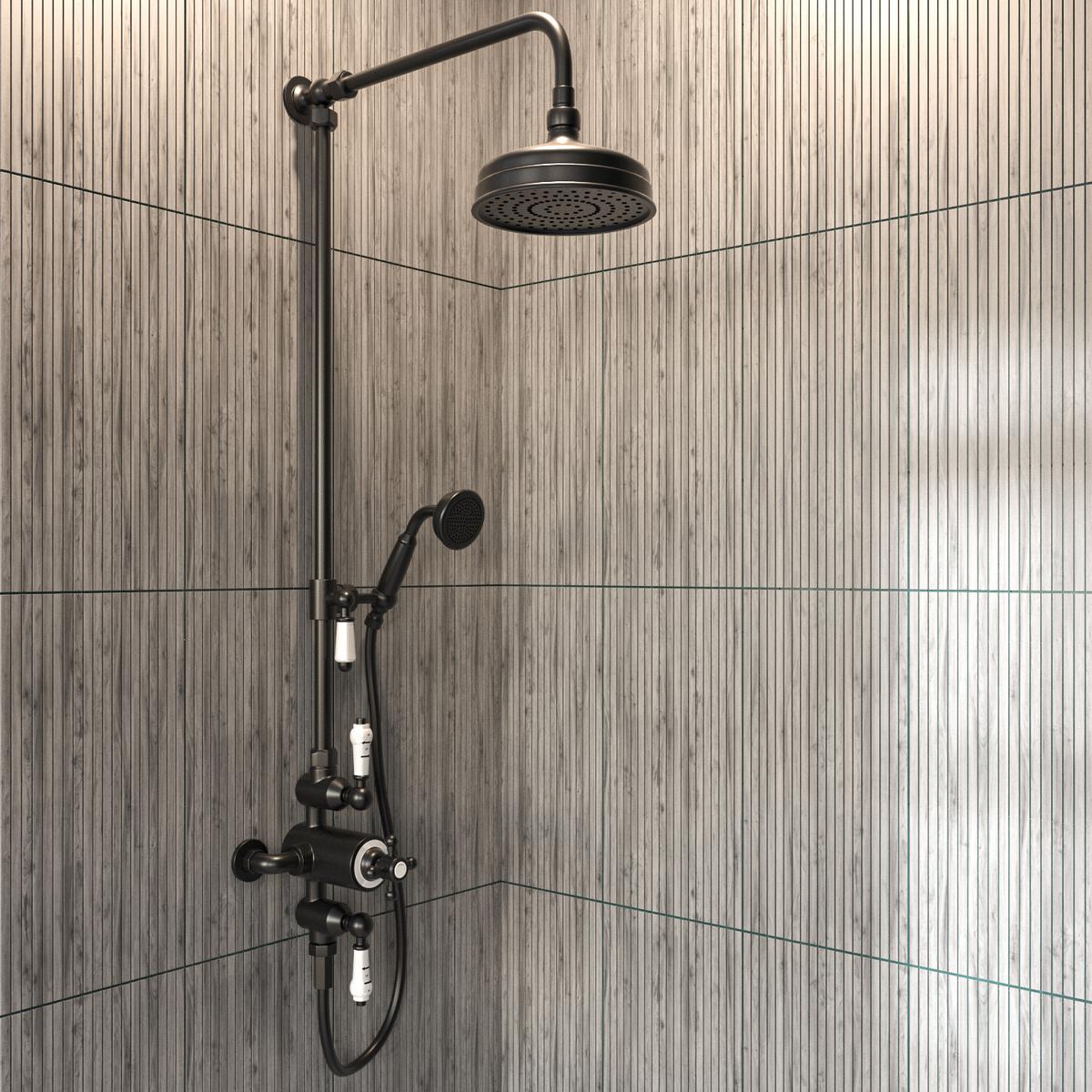ONLY OPENED - Traditional Exposed Thermostatic Shower Set Matt Black - Camden