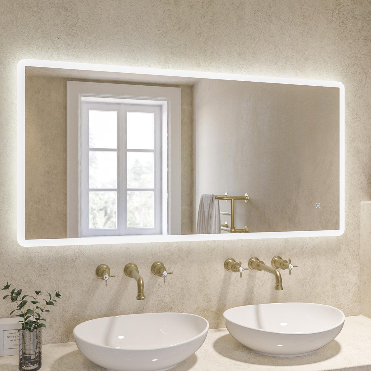 ONLY OPENED - Rectangular LED Bathroom Mirror with Demister 1200 x 600m -Ariel