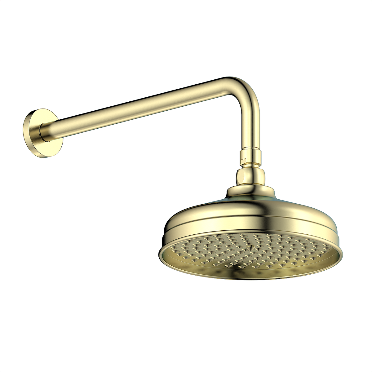 Brushed Brass Traditional Wall Mounted 250mm Shower Head - Cambridge image 1