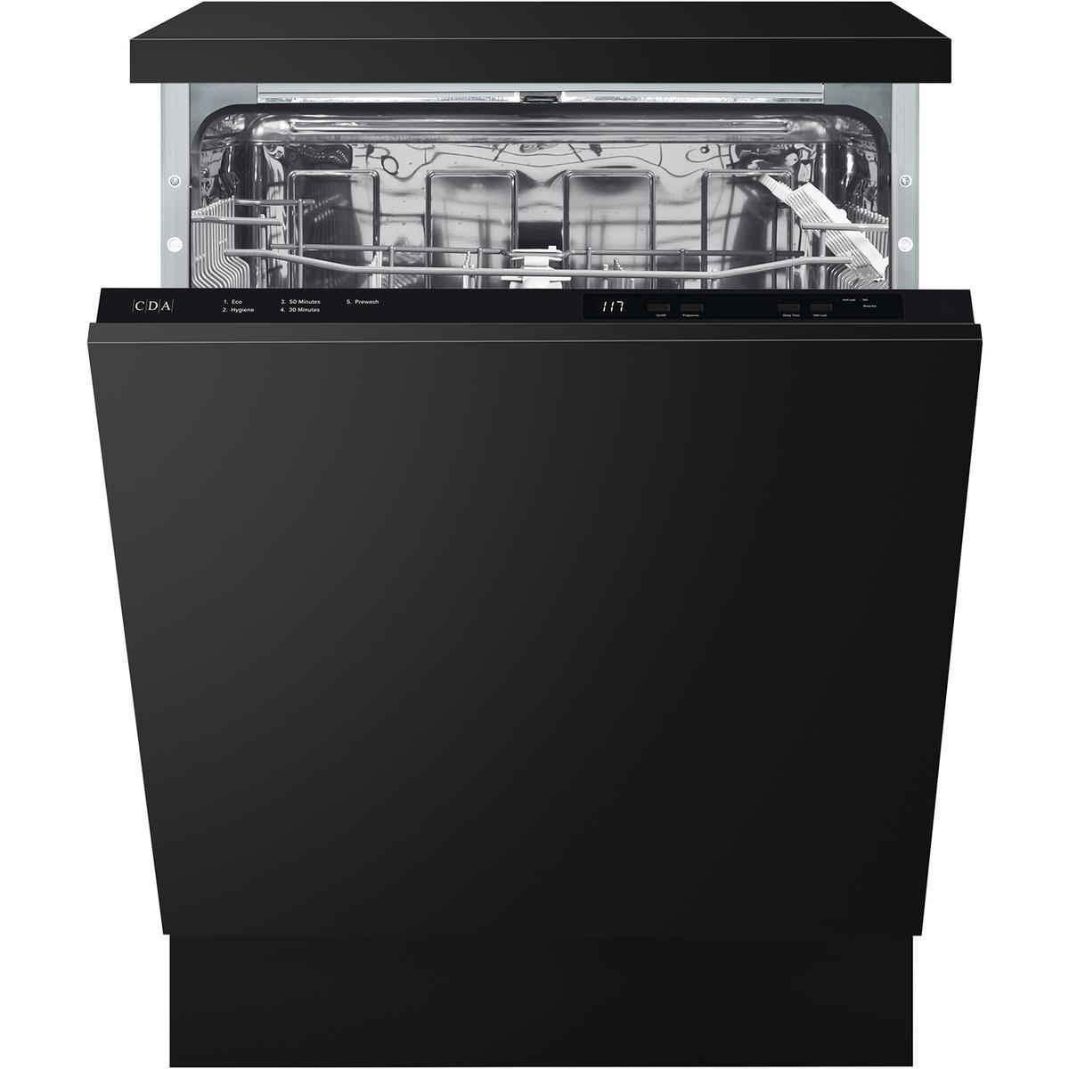 Refurbished CDA Integrated Dishwasher - Hygiene cycle Black control panel