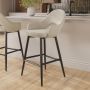 ONLY OPENED - Black and Beige Upholstered Kitchen Stool with Back - Colbie