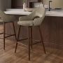 GRADE A1 - Walnut and Beige Faux Leather Kitchen Stool with Back - Colbie