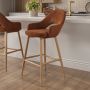 Oak and Burnt Orange Upholstered Kitchen Stool with Back - Colbie image 1