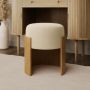 Cream Upholstered Bedroom Stool With Curved Oak Base - Clover image 1
