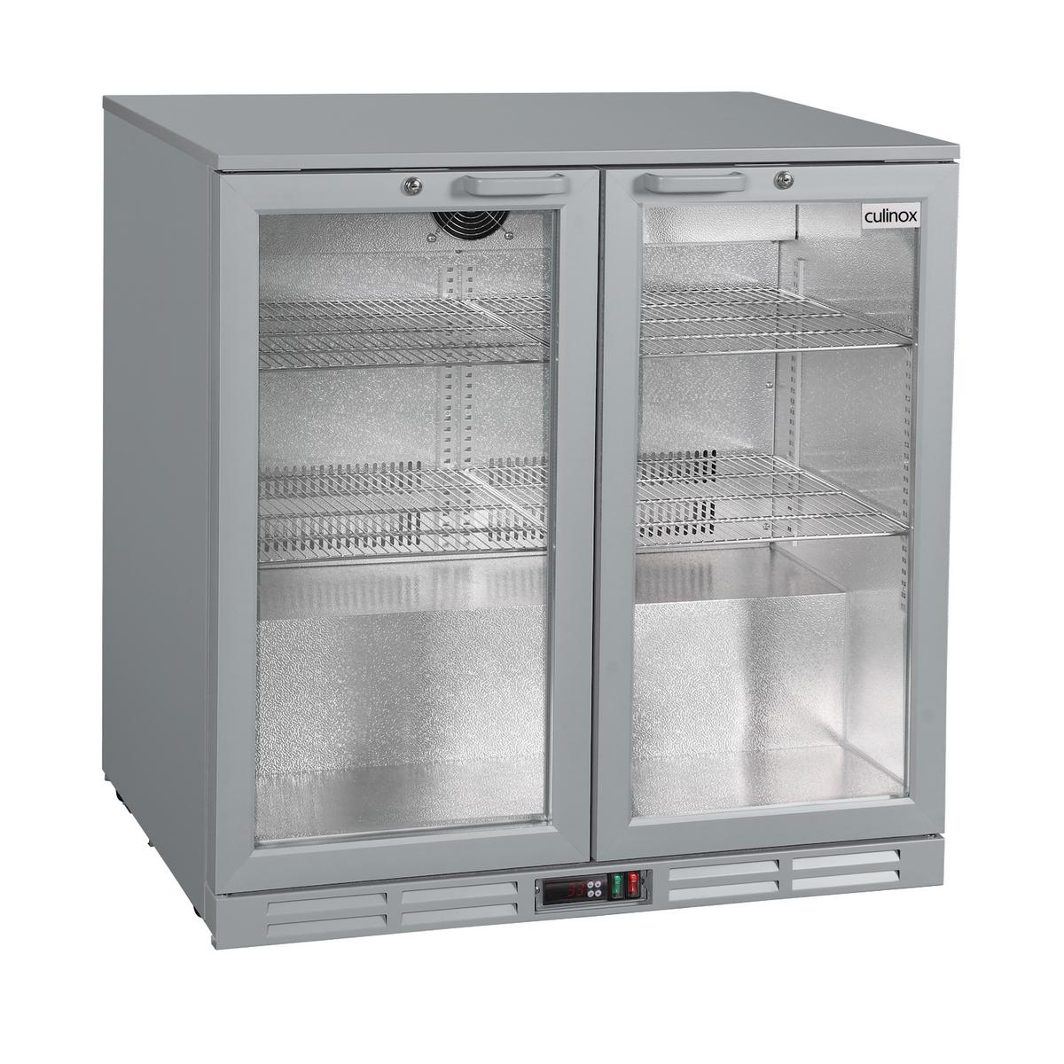 Culinox Undercounter Double Hinged Door Back Bar Bottle Cooler - Silver Grey 207ltr image 1