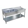 Culinox Pro Stainless Steel Double Bowl Sink - Right Hand Drainer, 2000mm Wide, 700mm Deep