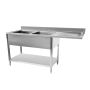 Culinox Stainless Steel Double Bowl Dishwasher Sink with Right Hand Drainer - 1600mm Wide, 600mm Deep