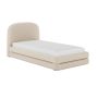 Cream Upholstered Single Bed Frame with Storage Drawer – Connie image 1