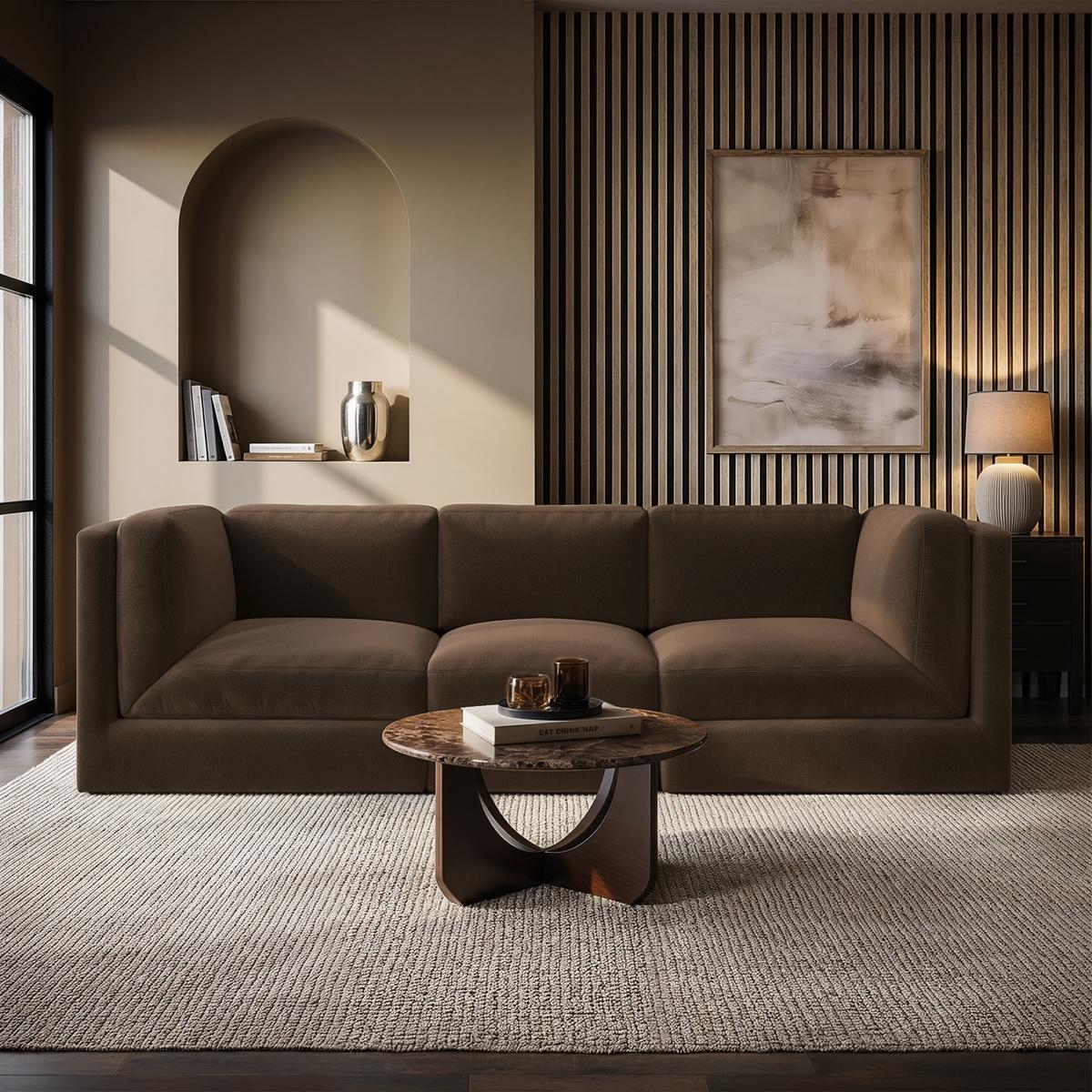 4 Seater Modular Sofa in Deep Mink Chenille - Cameron image 1