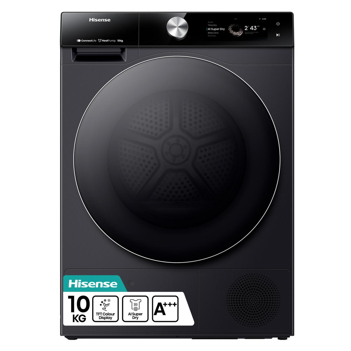 Hisense 7 Series 10kg Heat Pump Tumble Dryer - Black image 1