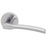 Internal Silver Polished/Satin Chrome Bathroom Lever Door Handle with Lock, Latch and Hinges Pack - 65mm Latch - Drava - XL Joinery image 1