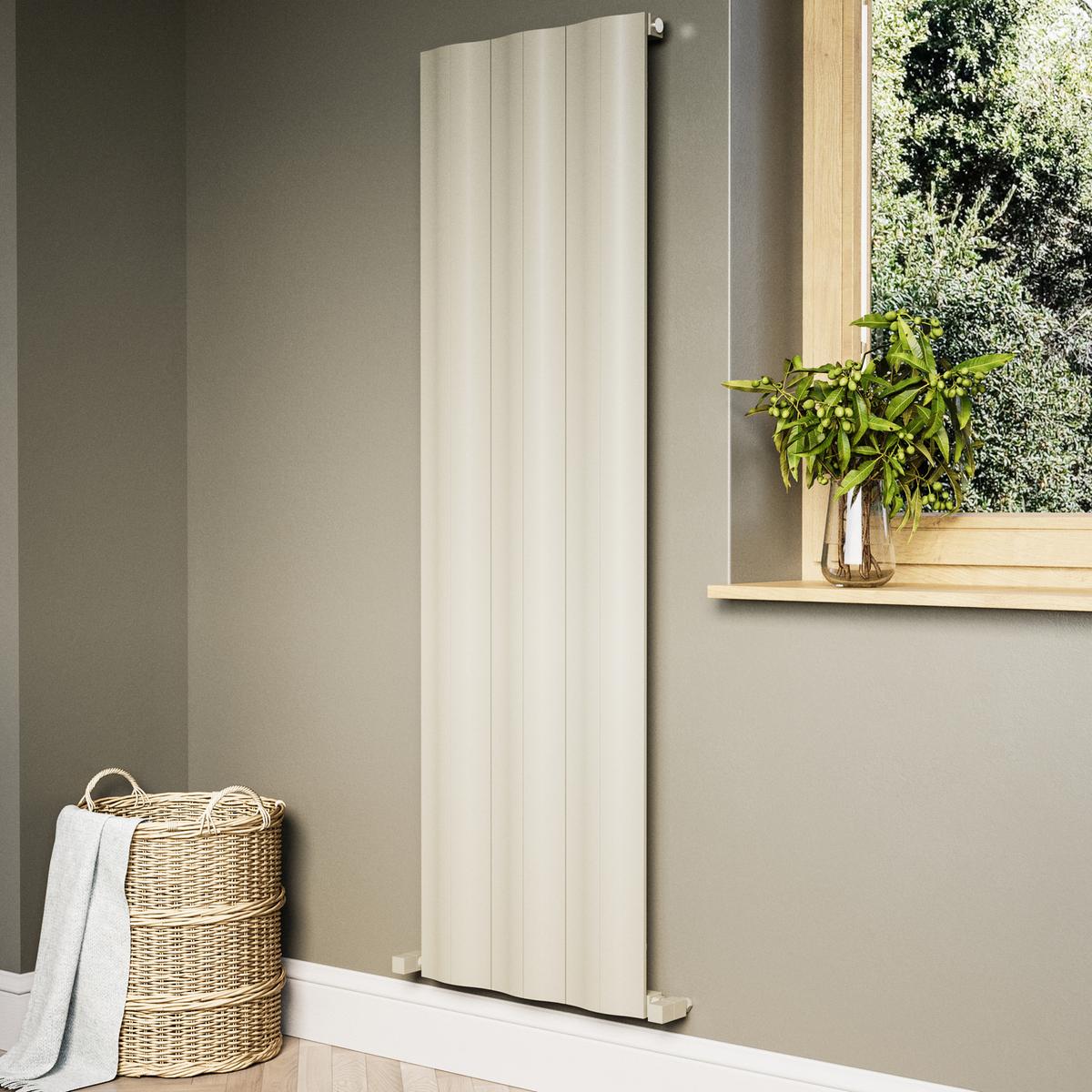GRADE A1 - Beige Vertical Wave Designer Single Panel Radiator 1600 x 490mm - Elbrus