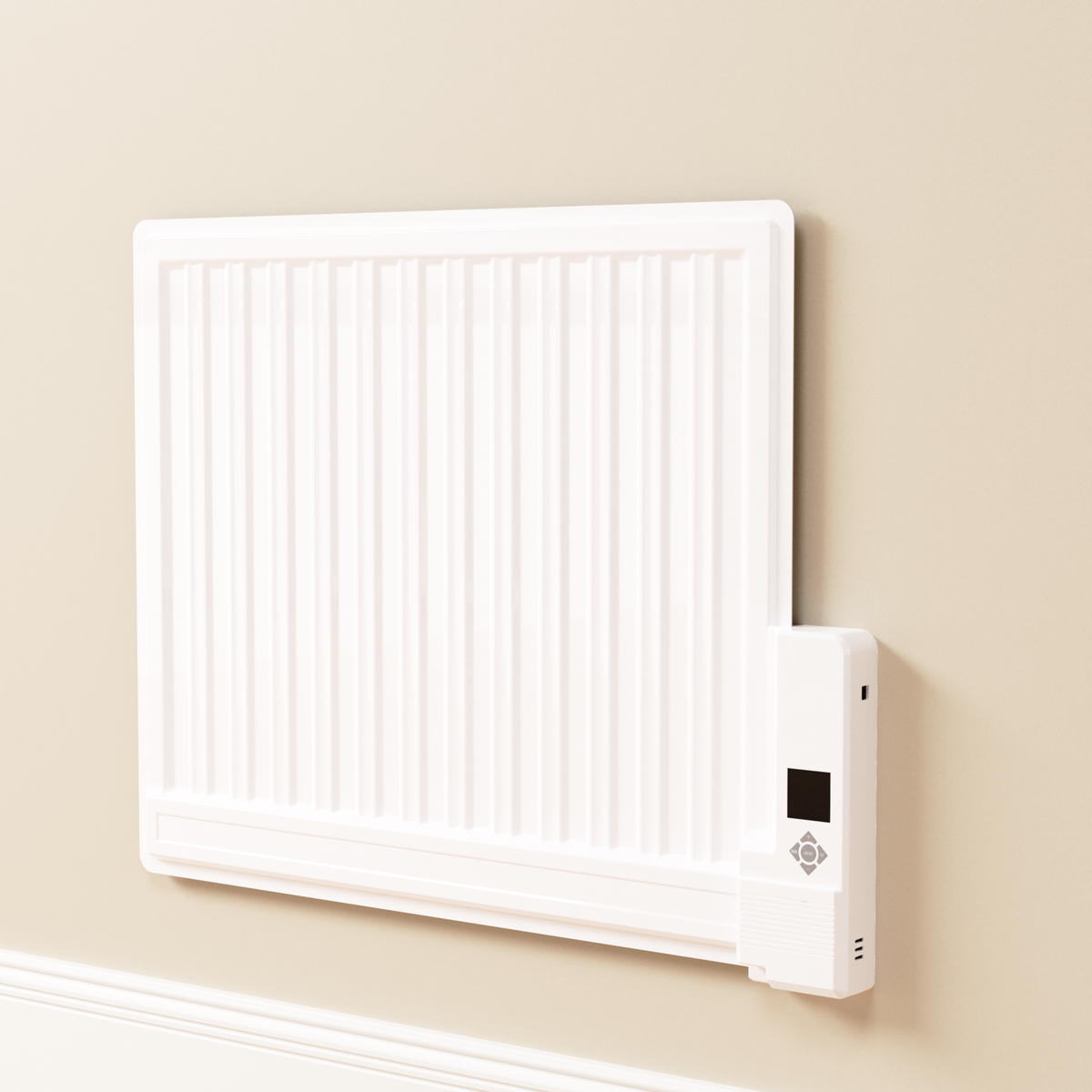 GRADE A1 - electriQ 600W Slim Wall Mounted Oil Filled Radiator H550xW720mm  Weekly Timer - White