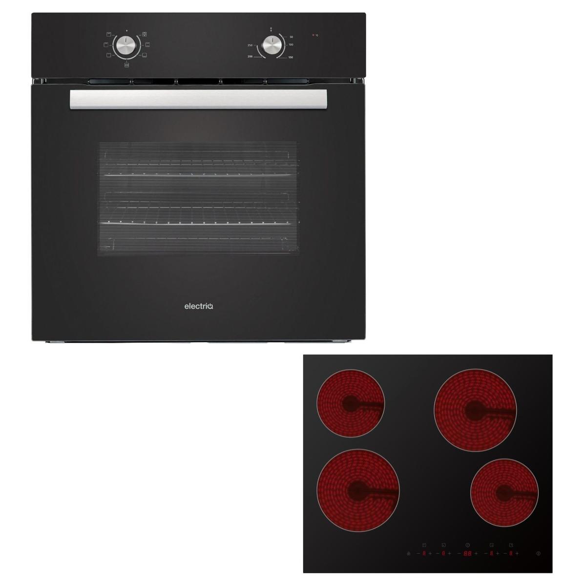 electriQ M1 Built-in Oven with Touch Control Ceramic Hob - Black image 1